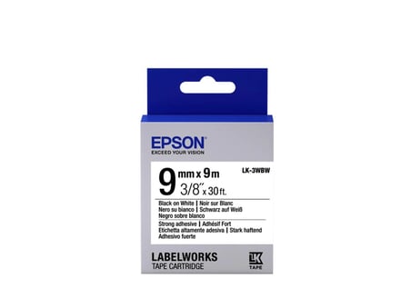 Epson LK-3WBW Güçlü Yapışkanlı Beyaz Üzeri Siyah 9mm 9Metre Etiket (KDO)