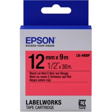 Epson LK-4RBP Pastel Kırmızı Üzeri Siyah 12MM 9Metre (KDO)