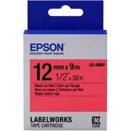 Epson LK-4RBP Pastel Kırmızı Üzeri Siyah 12MM 9Metre (KDO)