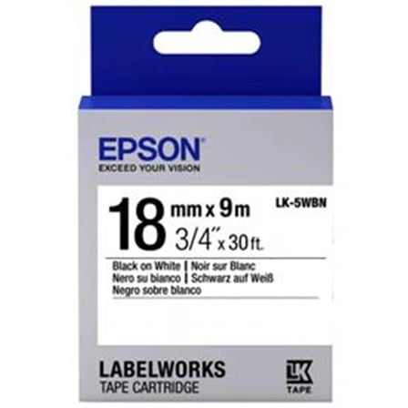 Epson LK-5WBN Standart Beyaz Üzeri Siyah 18mm 9Metre Etiket (KDO)
