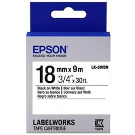 Epson LK-5WBN Standart Beyaz Üzeri Siyah 18mm 9Metre Etiket (KDO)