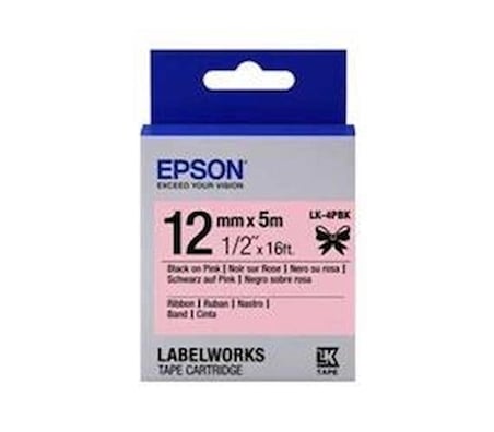 Epson LK-4PBK Pembe Üzeri Siyah Kurdele 12mm 9 Metre (KDO)