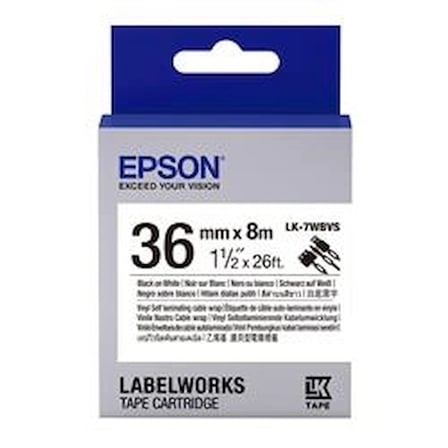 Epson LK-7WBVS Kendinden Laminasyonlu Kablo Giydirme Beyaz Üzeri Siyah 36mm 8Metre Etiket (KDO)