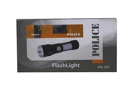 Polıce PS-357 Zoom, Yan Aydınlatma Işıklı,Magnetli ve Kırmızı-Mavi İkaz Işıklı,Şarjlı El Feneri (KDO)