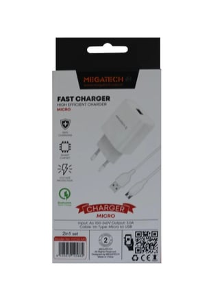 Megatech CC01 (CC22-M3 ) 2in1 5v-3.0 Ev Şarj+ Micro Kablo Hızlı Şarj (KDO)