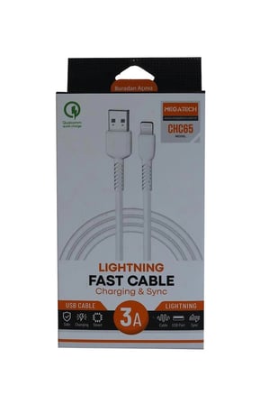 Megatech CHC65 3.0A 1mt Lightning Beyaz Şarj Kablosu (KDO)
