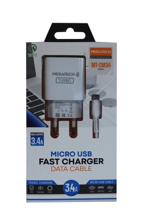 Megatech MT-CM34  3.4A Micro Usb Kablo+ Ev Şarj Adaptörü Hızlı Şarj (KDO)