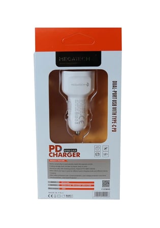 Megatech T-05M40 Beyaz  40W PD-USB Araç Çakmaklık Şarj Başlığı Hızlı Şarj (KDO)