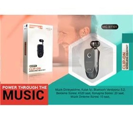 Megatech Mg-Bt103 Clıp-On Makaralı Bluetooth Kablosuz Kulaklık (KDO)
