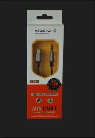 Megatech JH030 1Mt Aux Kablo Çelik TYPE-C 3.5AUX  (kutulu) (KDO)