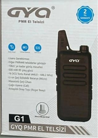 GYQ-QG1 PMR El Telsizi 10 Km Mesafeli Siyah Tekli Paket (KDO)