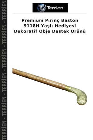 Premium Pirinç Baston 9118H Yaşlı Hediyesi Dekoratif Obje Destek Ürünü