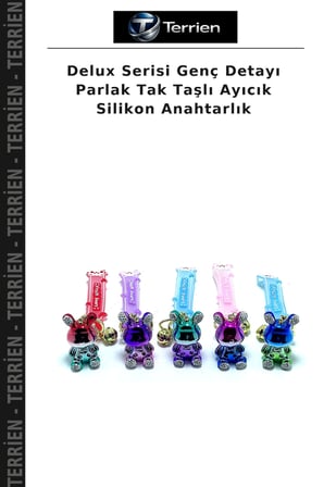 Delux Serisi Genç Detayı Parlak Tak Taşlı Ayıcık Silikon Anahtarlık