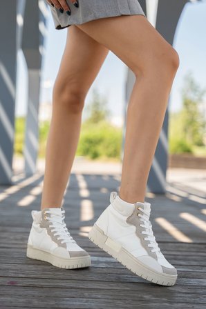 Kadın Bilekli Kalın Taban Bağcıklı Sneaker