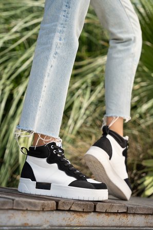 Kadın Bilekli Kalın Taban Bağcıklı Sneaker
