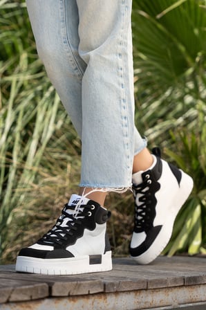 Kadın Bilekli Kalın Taban Bağcıklı Sneaker