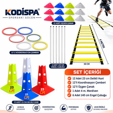 Kodispa 23 cm Delikli Üçgen Çanaklı Çubuklu Antrenman Seti