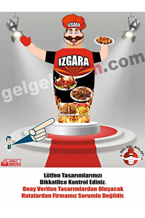 IZGARA MODEL 3 METRE BOYUNDA LED IŞIKLI MDF ALT TABLA SU GEÇİRMEZ PARAŞÜT KUMAŞ REKLAM BALONU