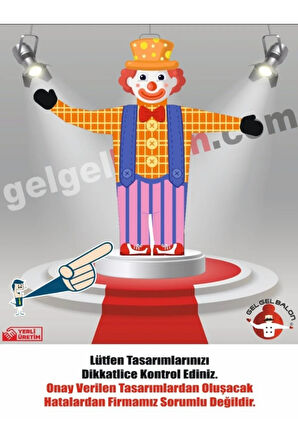 PALYAÇO MODEL 3 METRE BOYUNDA LED IŞIKLI MDF ALT TABLA SU GEÇİRMEZ PARAŞÜT KUMAŞ REKLAM BALONU