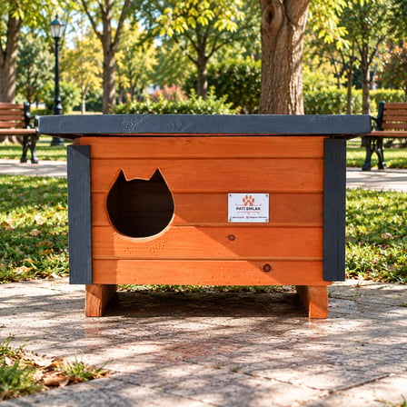 Ahşap Kedi Evi Dış Mekan Kullanımına Uygun Yalıtımlı Ahşap