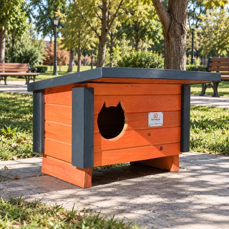 Ahşap Kedi Evi Dış Mekan Kullanımına Uygun Yalıtımlı Ahşap