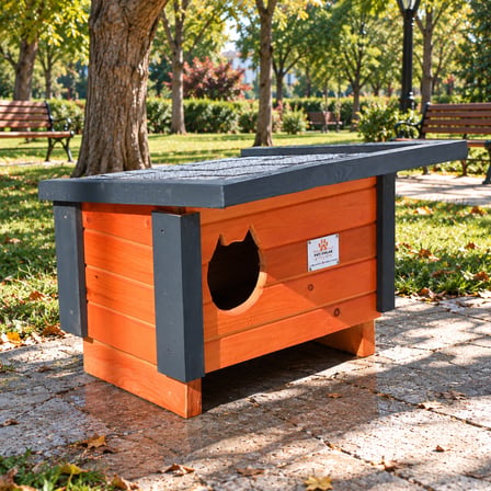 Ahşap Kedi Evi Dış Mekan Kullanımına Uygun Yalıtımlı Ahşap