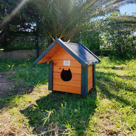 Ahşap Kedi Evi Dış Mekan Kullanımına Uygun Yalıtımlı Ahşap