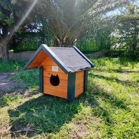 Ahşap Kedi Evi Dış Mekan Kullanımına Uygun Yalıtımlı Ahşap