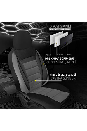 KZY UNİVERSAL SOFT FÜME Fiat Stilo Uyumlu Oto Koltuk Kılıfı