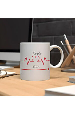 Sevgili - Eş - Kupa Bardak - Seninle - Sensiz Kişiye Özel Fotoğraflı