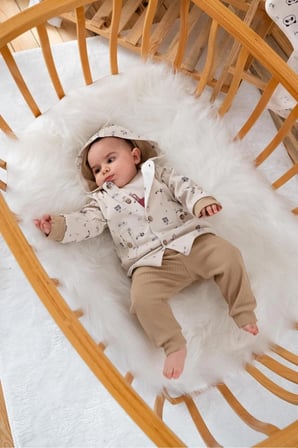 %100 Organi̇K Ci̇Ftci̇ Baskili Kapusonlu 3’Lu Takim