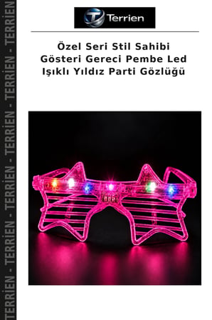 Özel Seri Stil Sahibi Gösteri Gereci Pembe Led Işıklı Yıldız Parti Gözlüğü