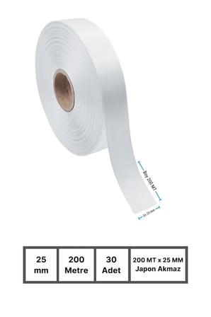 25x200mm Japon Akmaz | 30 Adet | 200 Mt | Dayanıklı | Tekstil, Yıkama Talimatı | Termal Transfer