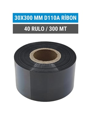 30x300mm D110a Ribon | 40 Rulo | 300 Mt | Dayanıklı | Tekstil, Yıkama, Etiketleme | Termal Transfer