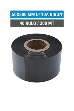 50x300mm D110a Ribon | 40 Rulo | 300 Mt | Dayanıklı | Tekstil, Yıkama, Etiketleme | Termal Transfer