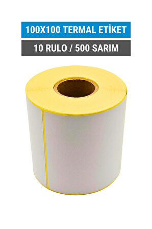 100x100mm Termal Etiket | 10 Rulo | 500 Sarım | Ribonsuz | Kargo, Lojistik, Depo | Yapışkanlı