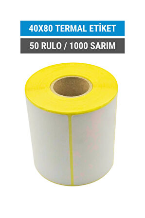 40x80mm Termal Etiket | 50 Rulo | 1000 Sarım | Ribonsuz | Kargo, Lojistik, Depo | Yapışkanlı