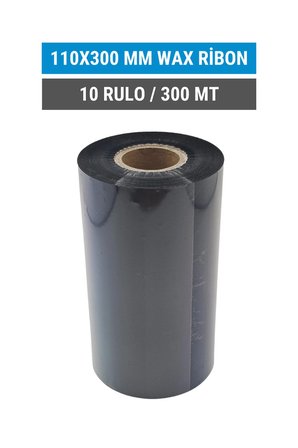 110x300mm Wax Ribon | 10 Rulo | 300 Mt | Dayanıklı | Tekstil, Yıkama, Etiketleme | Termal Transfer