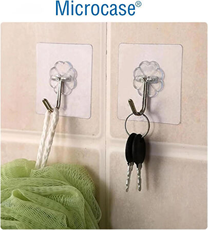 Microcase Güçlü Plastik  Yapışkanlı  Suya Dayanıklı Banyo Mutfak Eşya Havlu Vb.  Ürün Askılığı 5 Adet - Şeffaf AL4266