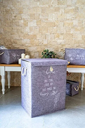 (2 adet)Keçe Kapaklı Mega Kutu Organizer -Çamaşır Sepeti-Çok Amaçlı Kullanım 41X30X55 cm