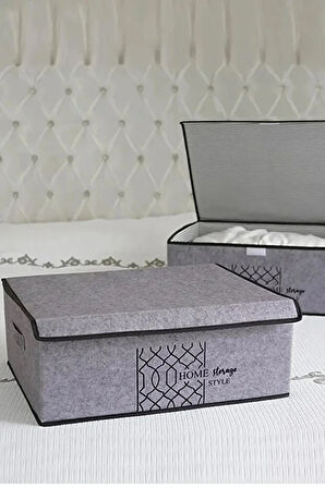 Keçe Kapaklı Kutu -Baza Altı Düzenleyici- Organizer 1 adet 50x40x19 Cm