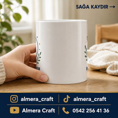 AlmeraCraft Kupa Patili Ev Arkadaşım Porselen Kedi Temalı Kişiye Özel Bardak
