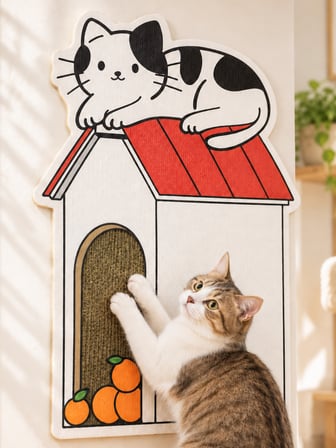 BEYLİNİ Dekoratif Kedi Tırmalama Halısı Yapışkanlı Duvar Tipi Baskılı Kedi Tırmalama Matı Mobilya Duvar Koruyucu