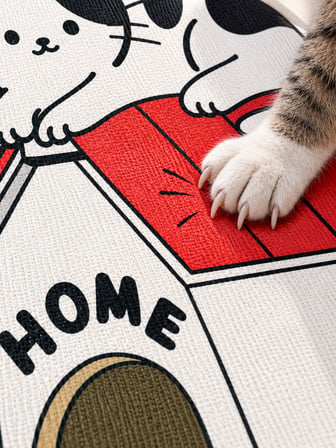 BEYLİNİ Dekoratif Kedi Tırmalama Halısı Yapışkanlı Duvar Tipi Baskılı Kedi Tırmalama Matı Mobilya Duvar Koruyucu