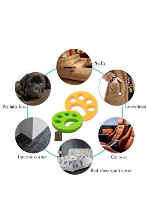 TÜY TOPLAYICI PATİ ŞEKLİNDE KEDİ KÖPEK PRATİK TÜY TOPLAYICI(TURUNCU YADA YEŞİL) TEKLİ