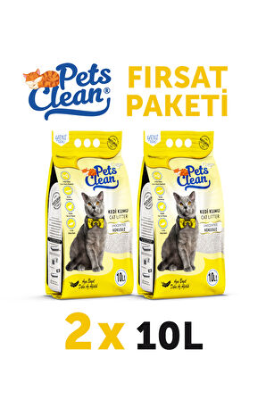 Pets Clean Kedİ Kumu Natural (Kokusuz) 10Lt 2Li