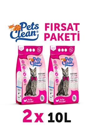 Pets Clean Kedi Kumu Pudralı 10Lt 2Li