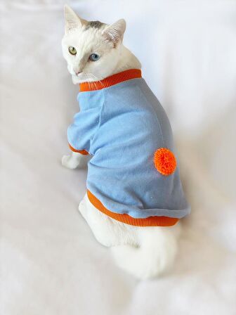 Ponçik Oval Yaka Tişört Kedi Kıyafeti Kedi Elbisesi