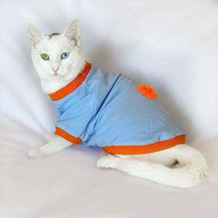 Ponçik Oval Yaka Tişört Kedi Kıyafeti Kedi Elbisesi