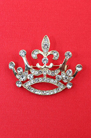 Kraliçe tacı broş. Taşlı tasarım kraliçe taçlı broş. Yaka iğnesi kraliçe tacı broş. Kadın broş. Broş